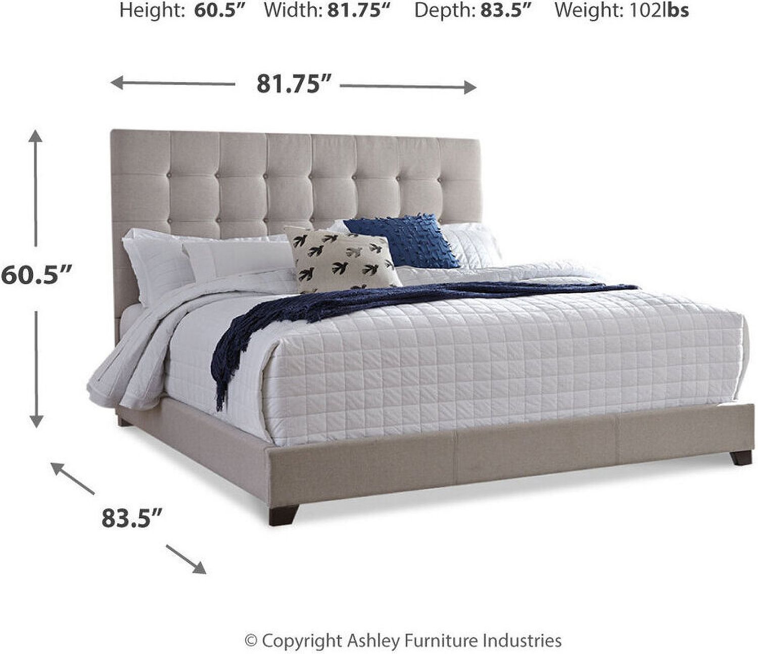 Contemporary Beige Queen Upholstered Panel Bed With Chime 8" Innerspring Firm Bed In A Box Mattress B130581M91X32M69531