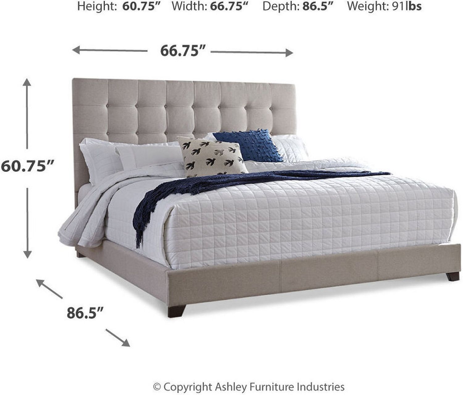Contemporary Beige Queen Upholstered Panel Bed With Chime 8" Innerspring Firm Bed In A Box Mattress B130581M91X32M69531