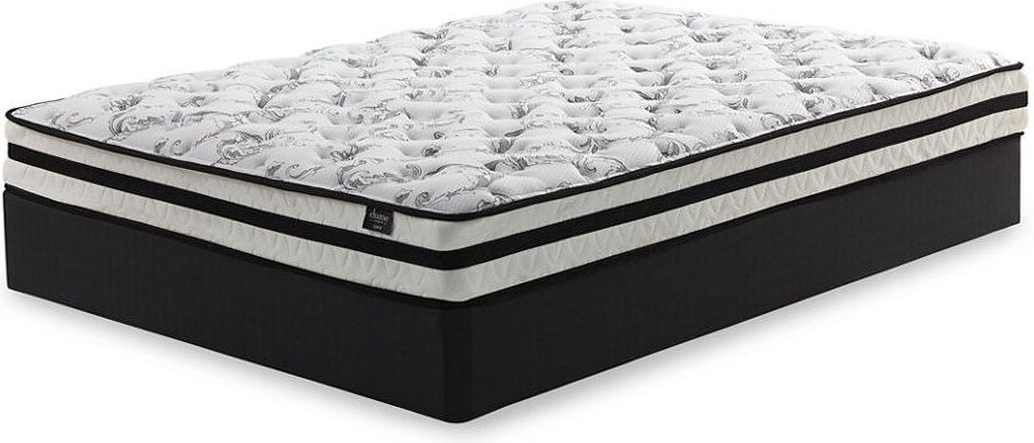 Contemporary Beige Queen Upholstered Panel Bed With Chime 8" Innerspring Firm Bed In A Box Mattress B130581M91X32M69531