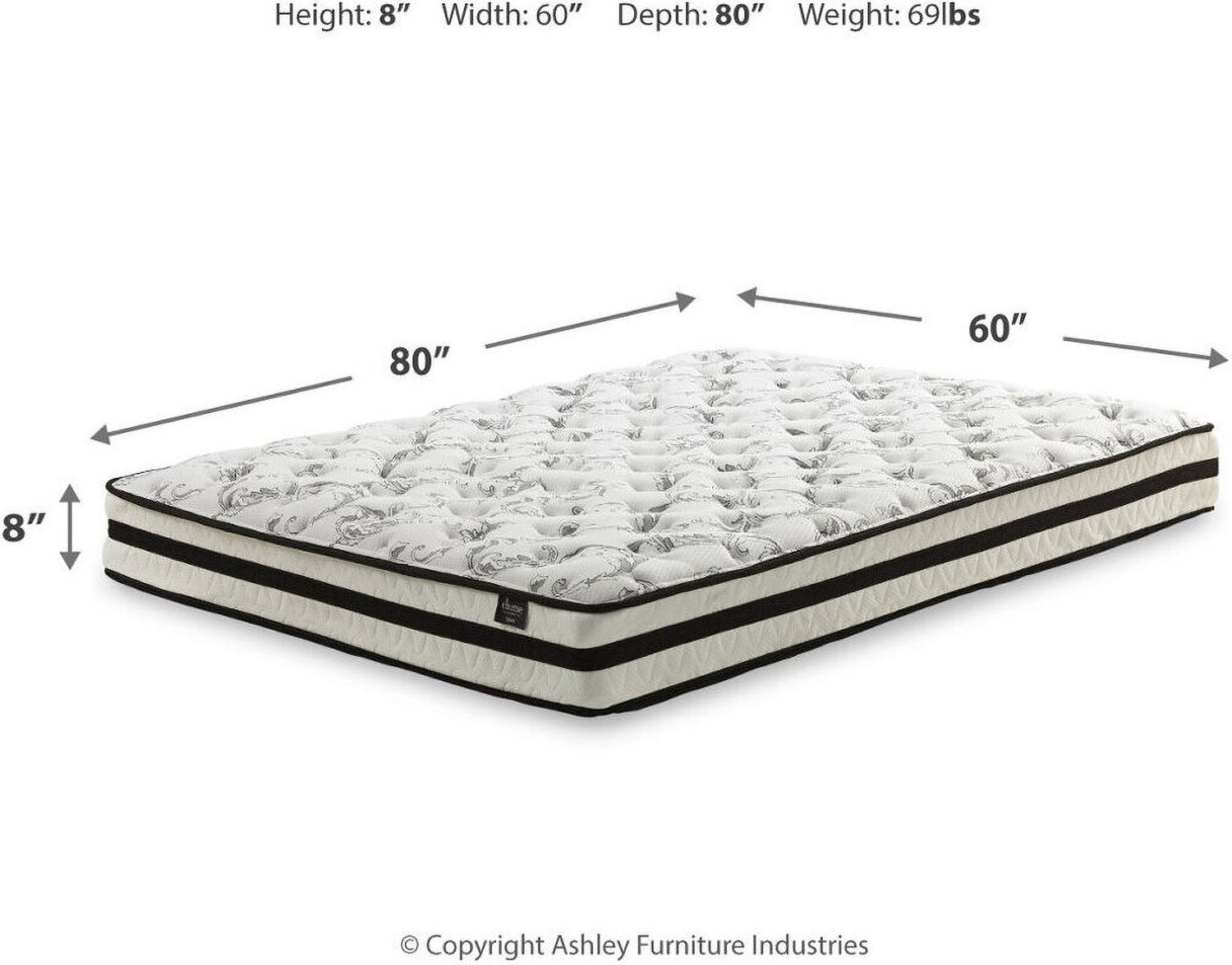 Contemporary Beige Queen Upholstered Panel Bed With Chime 8" Innerspring Firm Bed In A Box Mattress B130581M91X32M69531