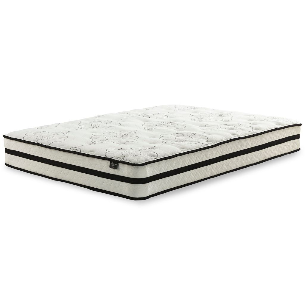 Contemporary Beige Queen Upholstered Panel Bed With Chime 10" Hybrid Plush Bed In A Box Mattress B130581M91X32M69631