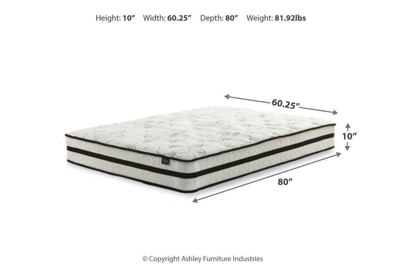 Contemporary Beige Queen Upholstered Panel Bed With Chime 10" Hybrid Plush Bed In A Box Mattress B130581M91X32M69631