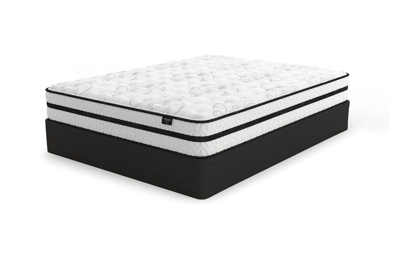 Contemporary Beige Queen Upholstered Panel Bed With Chime 10" Hybrid Plush Bed In A Box Mattress B130581M91X32M69631