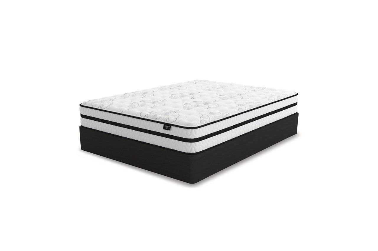 Contemporary Beige Queen Upholstered Panel Bed With Chime 10" Hybrid Plush Bed In A Box Mattress B130581M91X32M69631