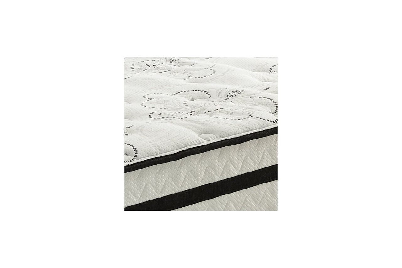 Contemporary Beige Queen Upholstered Panel Bed With Chime 10" Hybrid Plush Bed In A Box Mattress B130581M91X32M69631
