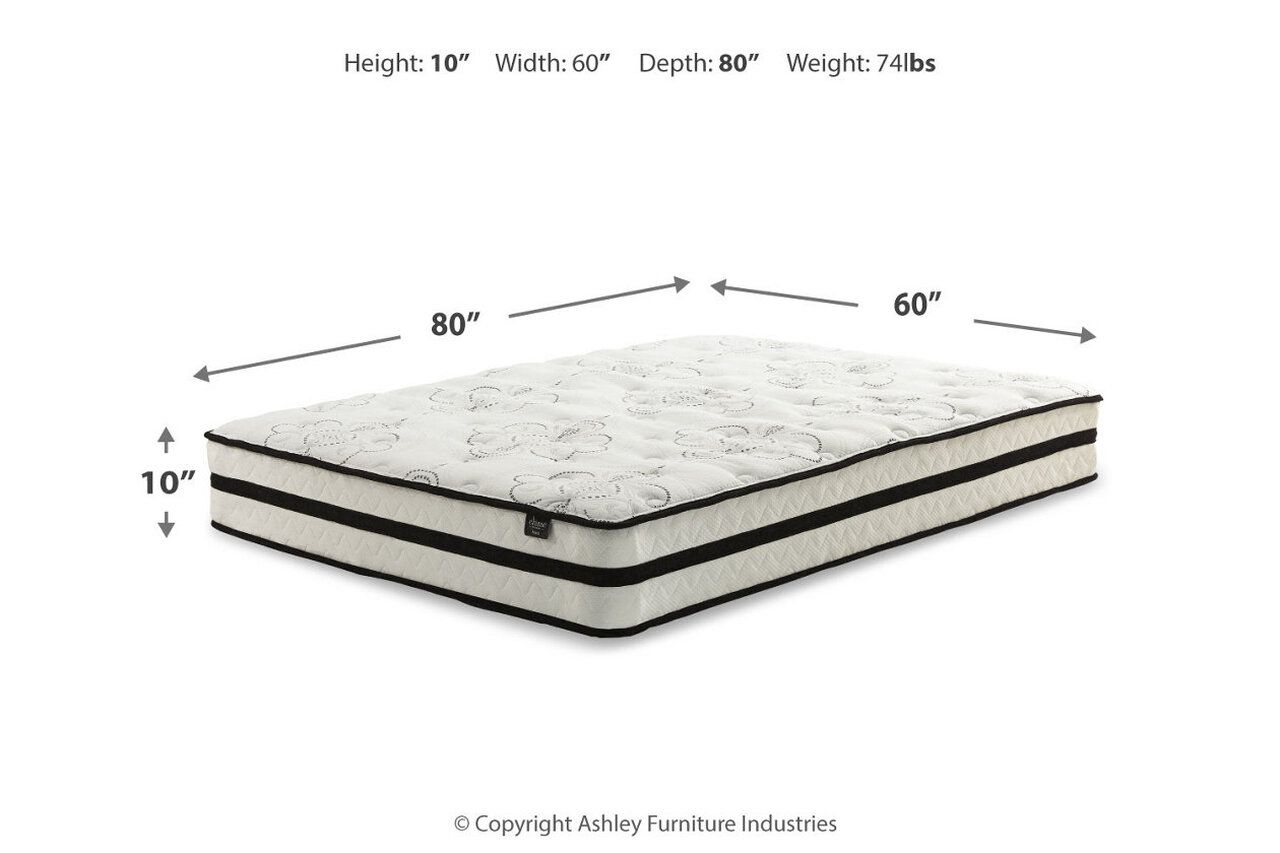 Contemporary Beige Queen Upholstered Panel Bed With Chime 10" Hybrid Plush Bed In A Box Mattress B130581M91X32M69631