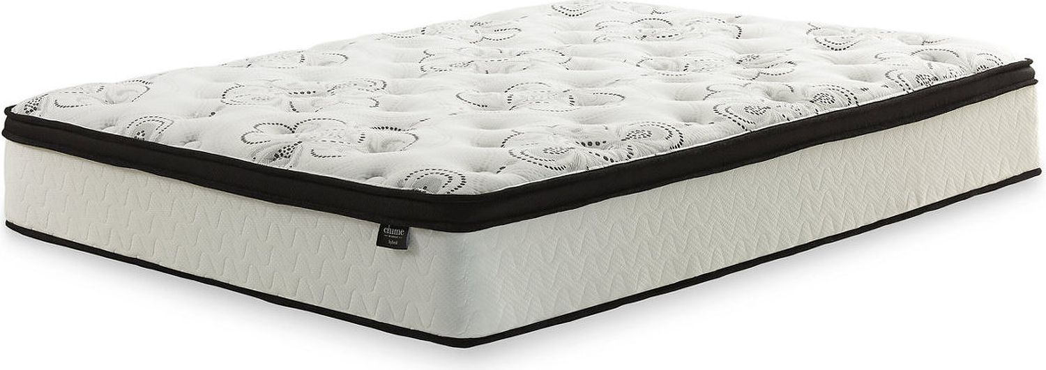 Contemporary Beige Queen Upholstered Panel Bed With Chime 12" Hybrid Ultra Plush Bed In A Box Mattress B130581M91X32M69731