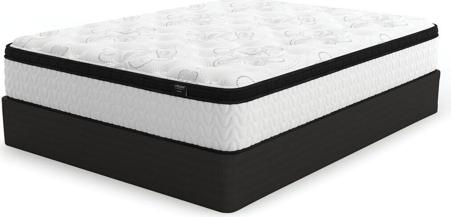 Contemporary Beige Queen Upholstered Panel Bed With Chime 12" Hybrid Ultra Plush Bed In A Box Mattress B130581M91X32M69731