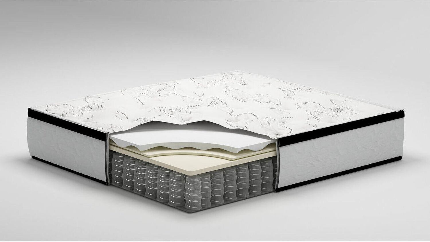 Contemporary Beige Queen Upholstered Panel Bed With Chime 12" Hybrid Ultra Plush Bed In A Box Mattress B130581M91X32M69731