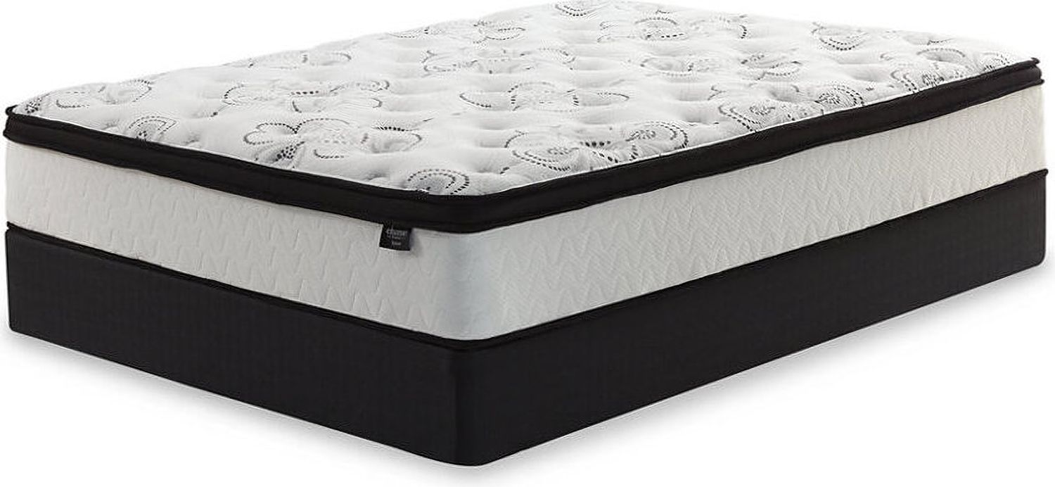 Contemporary Beige Queen Upholstered Panel Bed With Chime 12" Hybrid Ultra Plush Bed In A Box Mattress B130581M91X32M69731