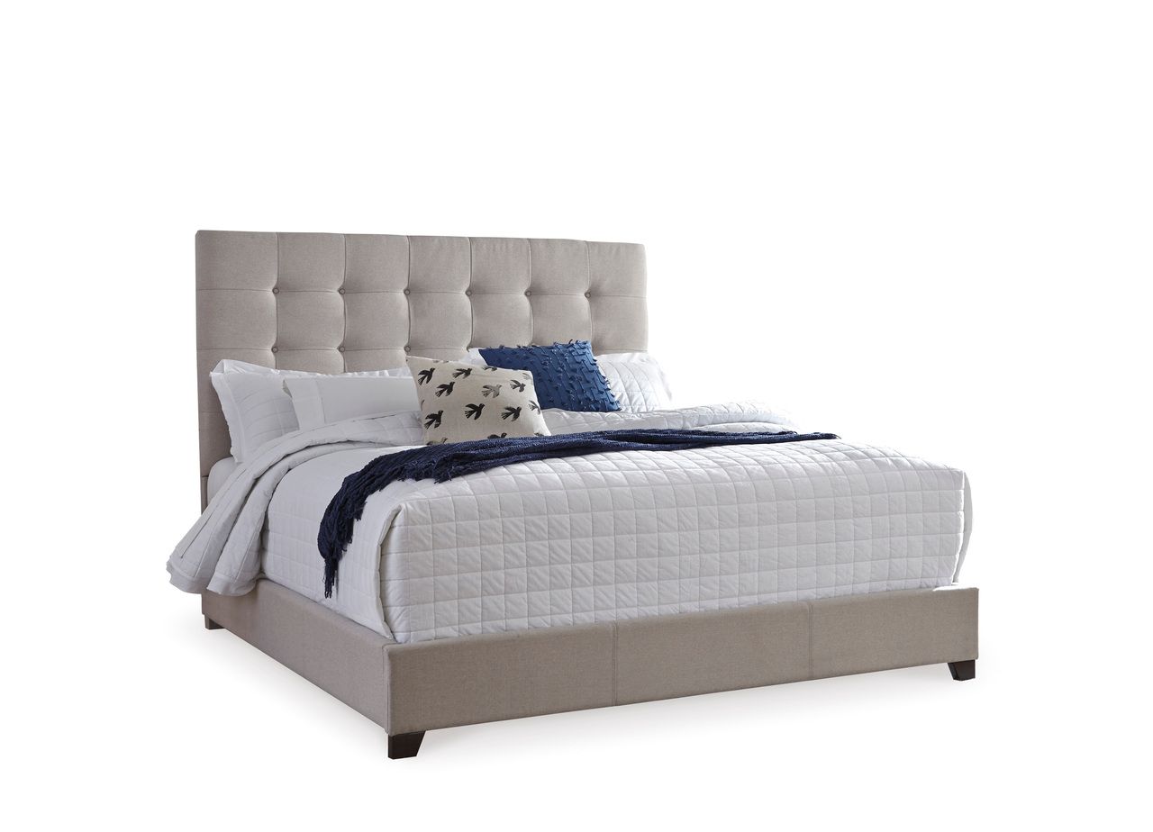 Contemporary Beige Queen Upholstered Panel Bed With Chime 10" Luxury Firm Bed In A Box Mattress B130581M91X32M69931
