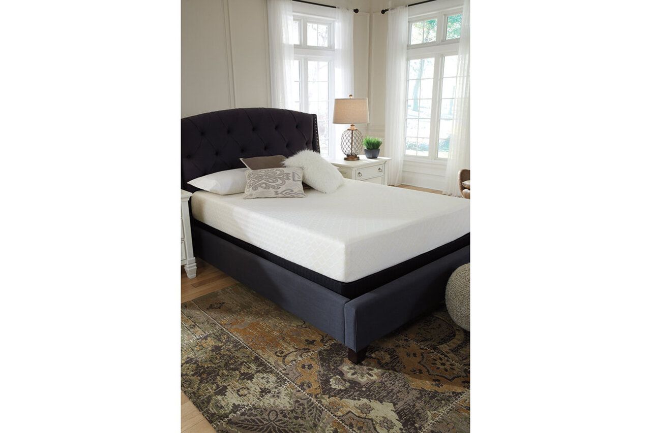 Contemporary Beige Queen Upholstered Panel Bed With Chime 10" Luxury Firm Bed In A Box Mattress B130581M91X32M69931