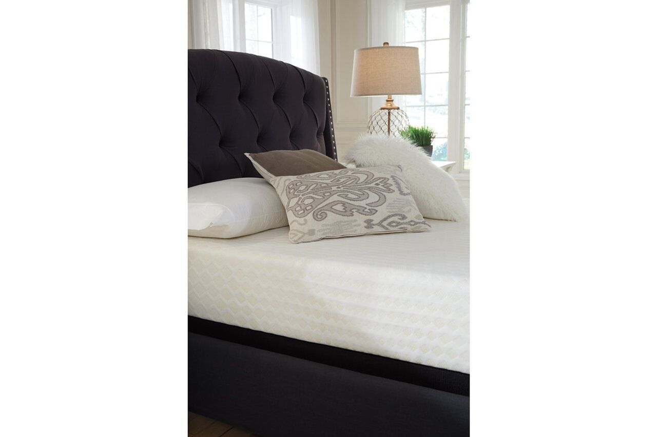 Contemporary Beige Queen Upholstered Panel Bed With Chime 10" Luxury Firm Bed In A Box Mattress B130581M91X32M69931