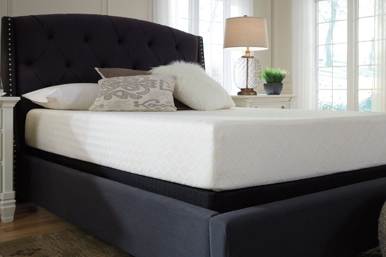 Contemporary Beige Queen Upholstered Panel Bed With Chime 10" Luxury Firm Bed In A Box Mattress B130581M91X32M69931