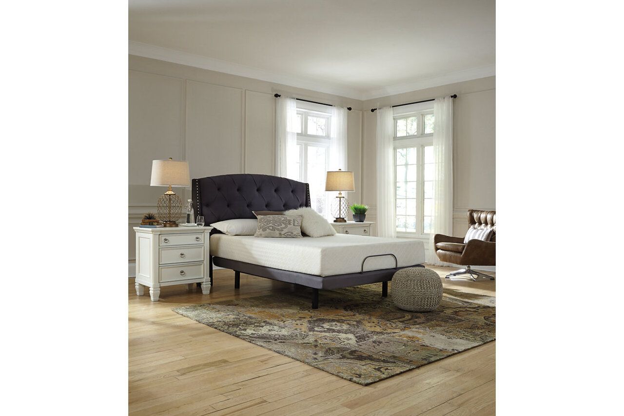 Contemporary Beige Queen Upholstered Panel Bed With Chime 10" Luxury Firm Bed In A Box Mattress B130581M91X32M69931