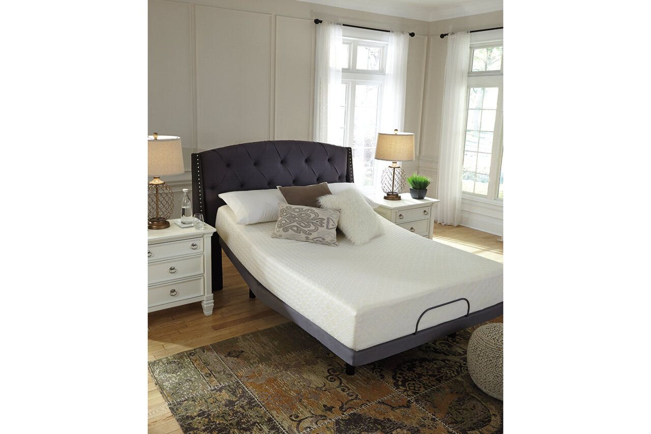 Contemporary Beige Queen Upholstered Panel Bed With Chime 10" Luxury Firm Bed In A Box Mattress B130581M91X32M69931