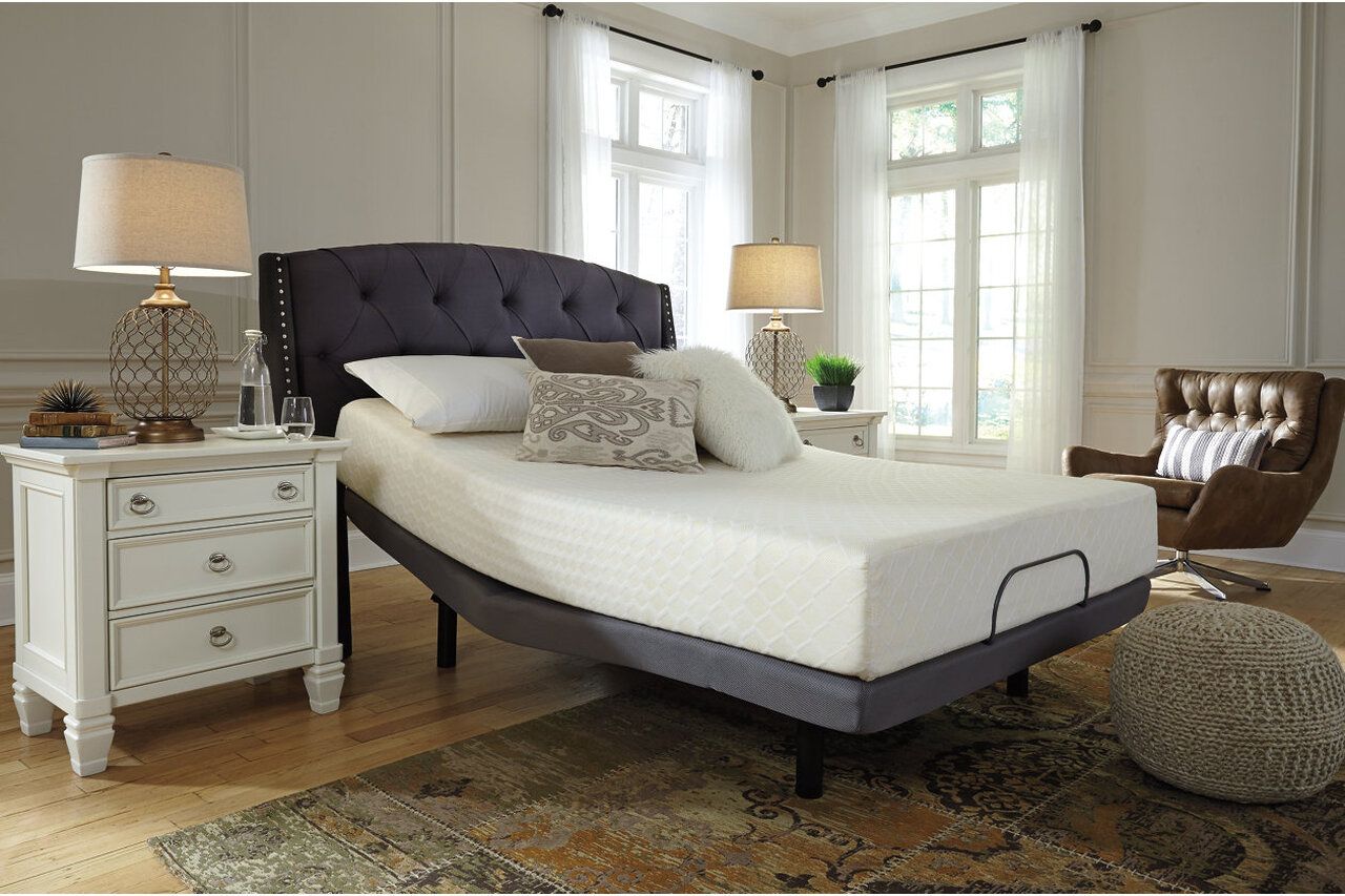 Contemporary Beige Queen Upholstered Panel Bed With Chime 10" Luxury Firm Bed In A Box Mattress B130581M91X32M69931
