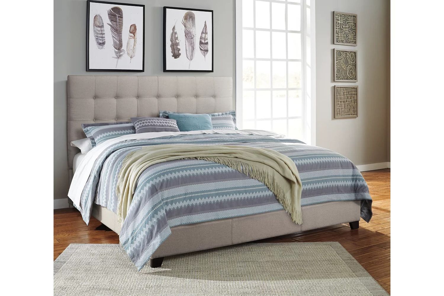 Dolante King Upholstered Bed In Beige B130582