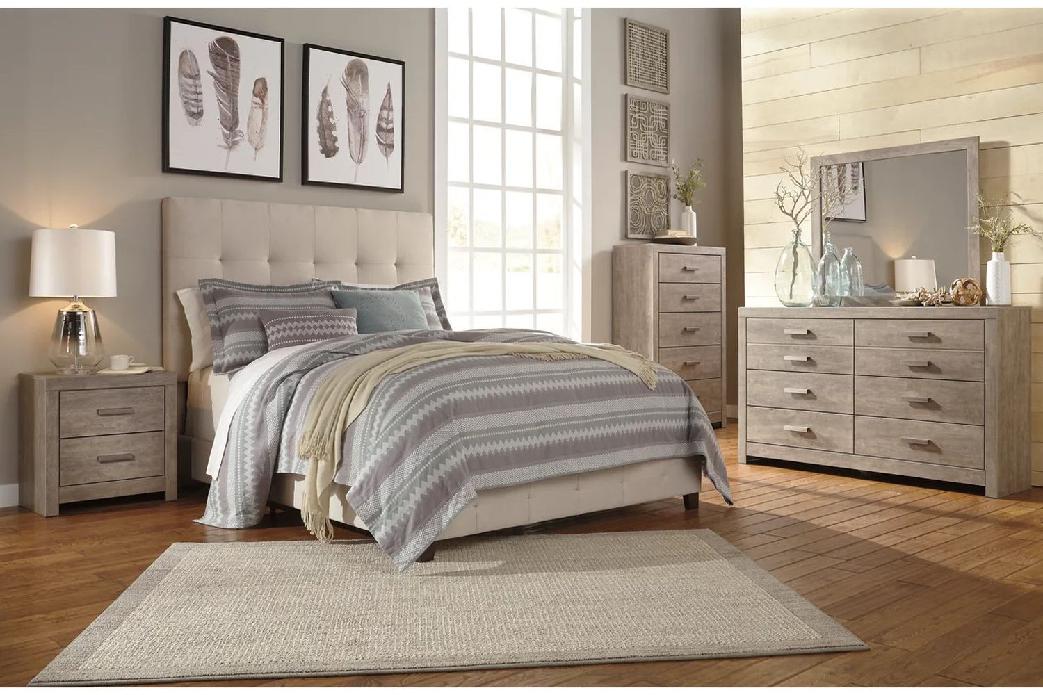 Dolante King Upholstered Bed In Beige B130582