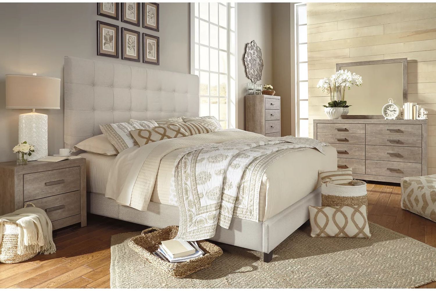Dolante King Upholstered Bed In Beige B130582