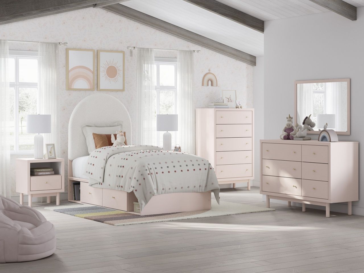Wistenpine Bedroom Mirror In Blush B132336