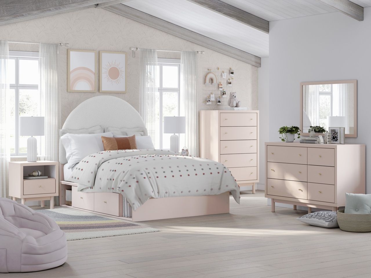Wistenpine Bedroom Mirror In Blush B132336