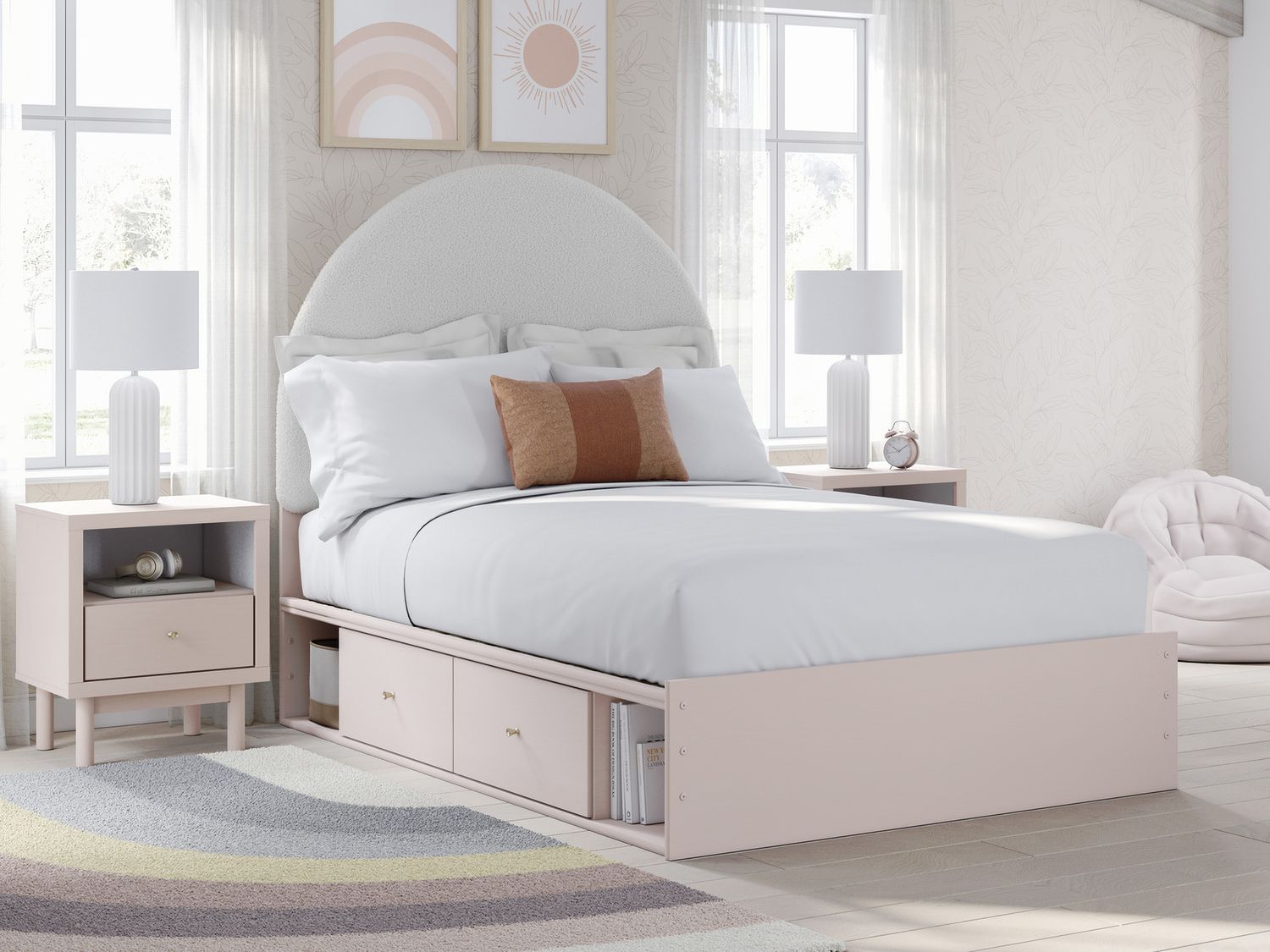 Wistenpine Full Upholstered Panel Headboard In Blush B132387