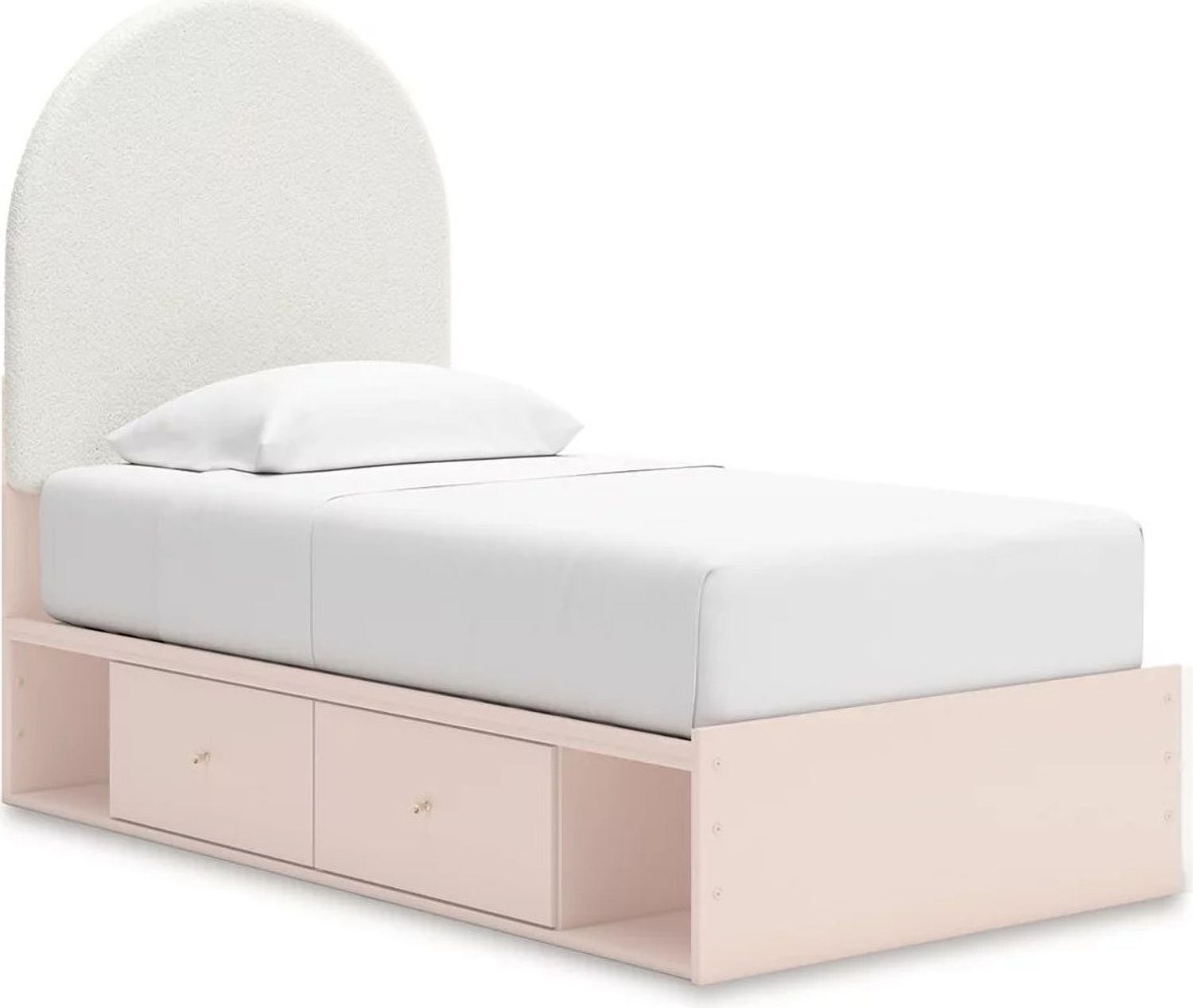 Wistenpine Twin Upholstered Panel Bed with Storage In Blush B1323B14