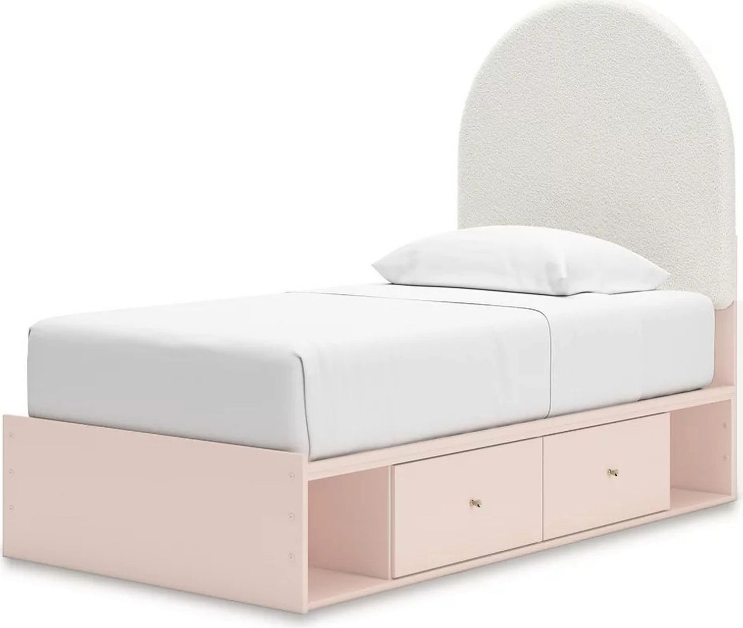Wistenpine Twin Upholstered Panel Bed with Storage In Blush B1323B14