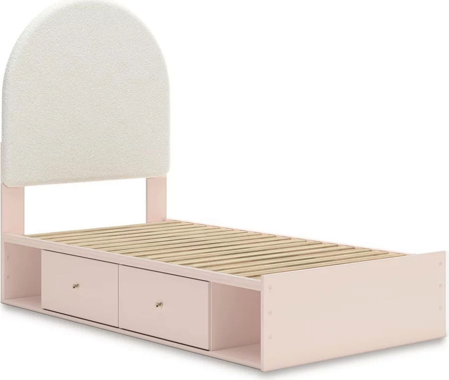 Wistenpine Twin Upholstered Panel Bed with Storage In Blush B1323B14