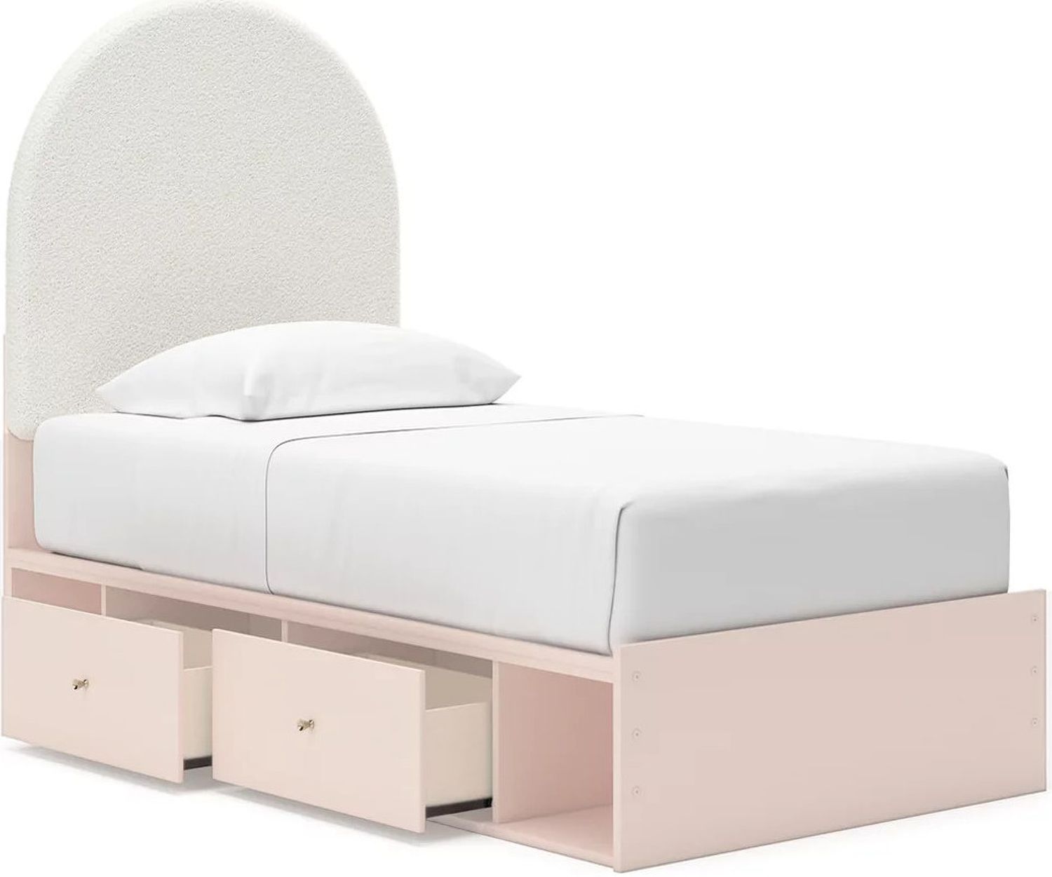 Wistenpine Twin Upholstered Panel Bed with Storage In Blush B1323B14