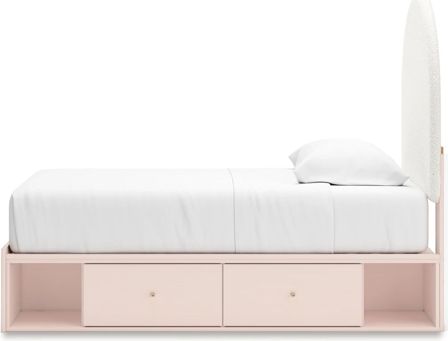 Wistenpine Twin Upholstered Panel Bed with Storage In Blush B1323B14