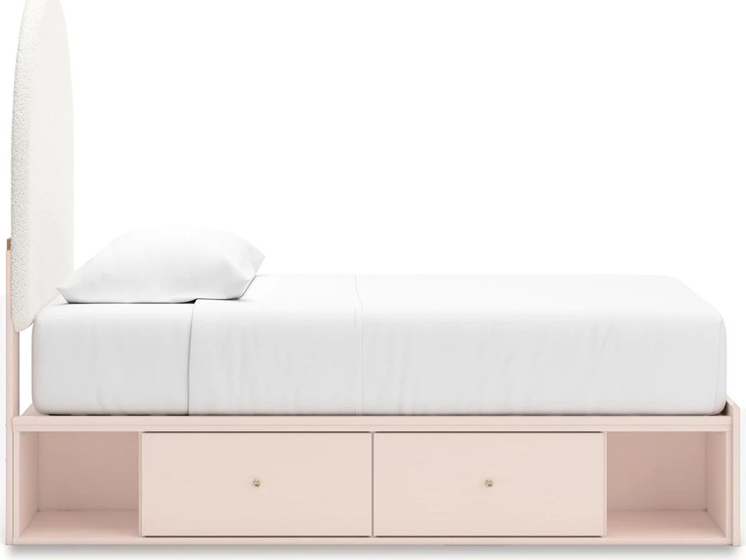 Wistenpine Twin Upholstered Panel Bed with Storage In Blush B1323B14