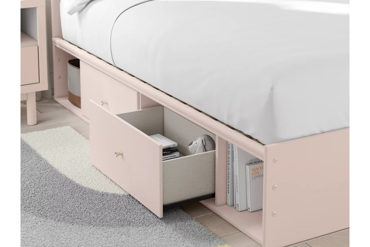 Wistenpine Full Upholstered Panel Bed with Storage In Blush B1323B15