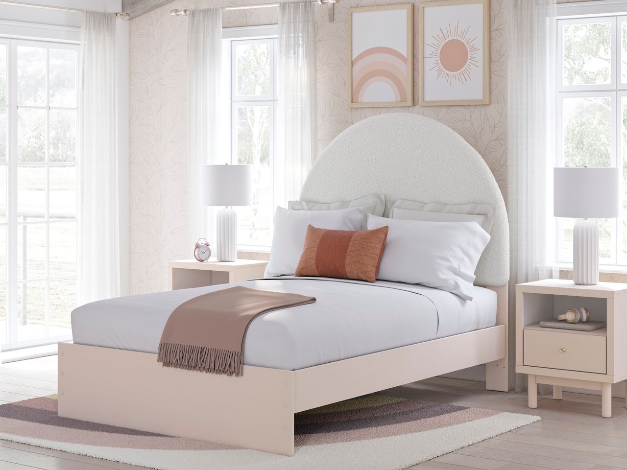 Wistenpine Full Upholstered Panel Bed with Storage In Blush B1323B15