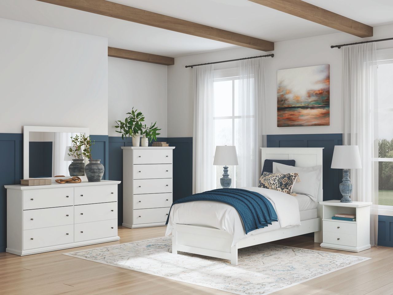 Bostwick Shoals Bedroom Mirror In White B13935