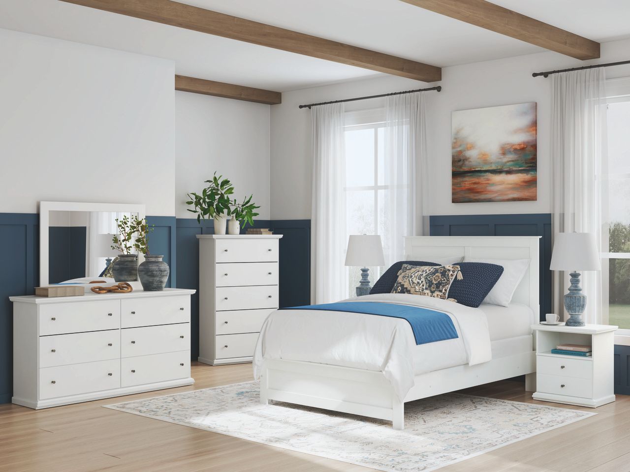 Bostwick Shoals Bedroom Mirror In White B13935