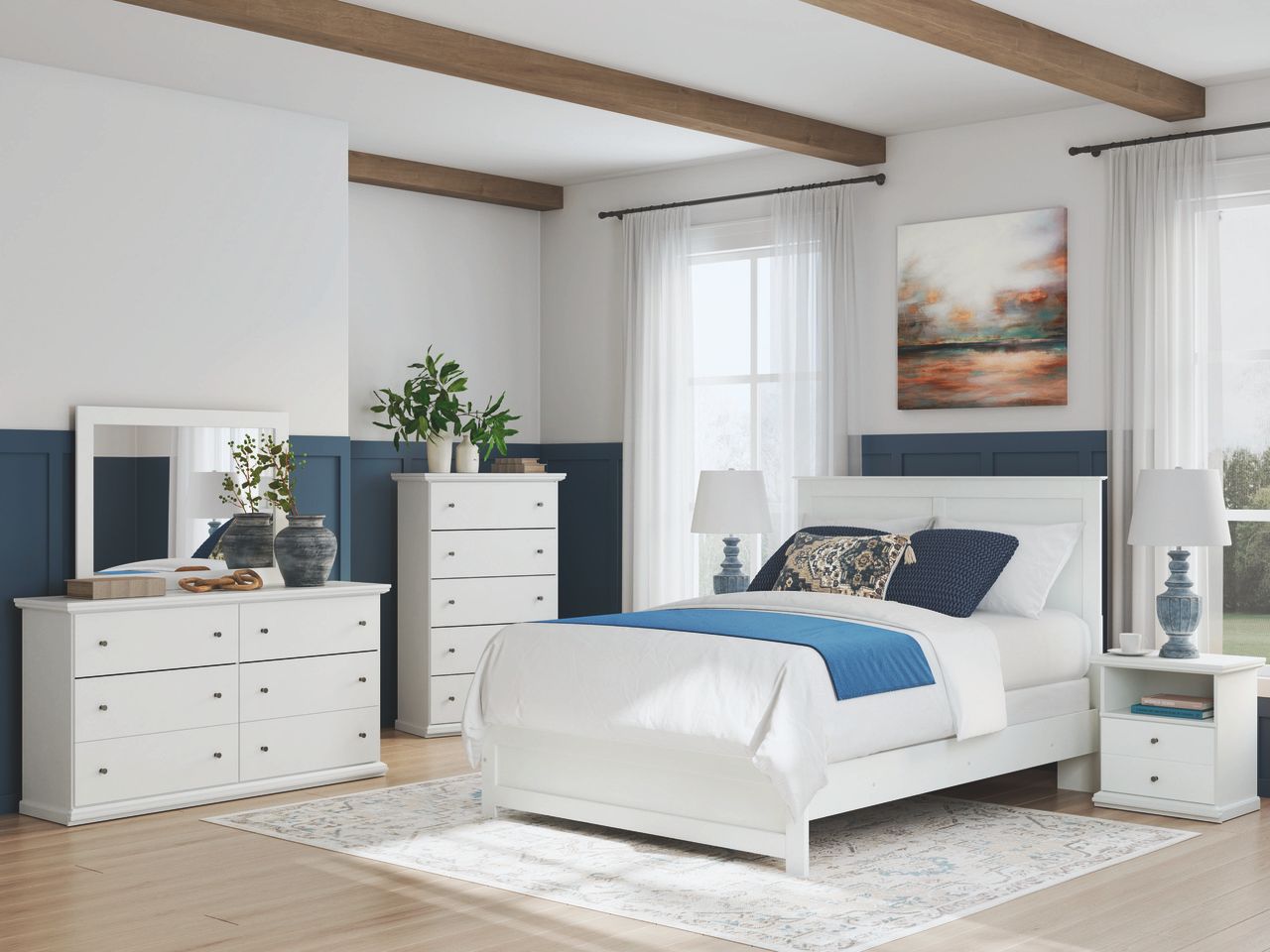 Bostwick Shoals Bedroom Mirror In White B13935