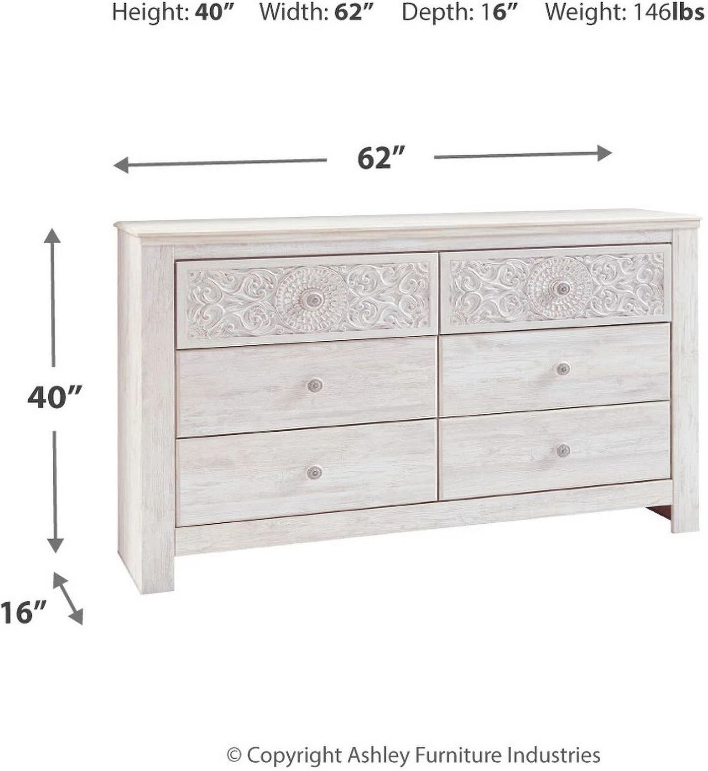 Paxberry Whitewash Dresser B18131