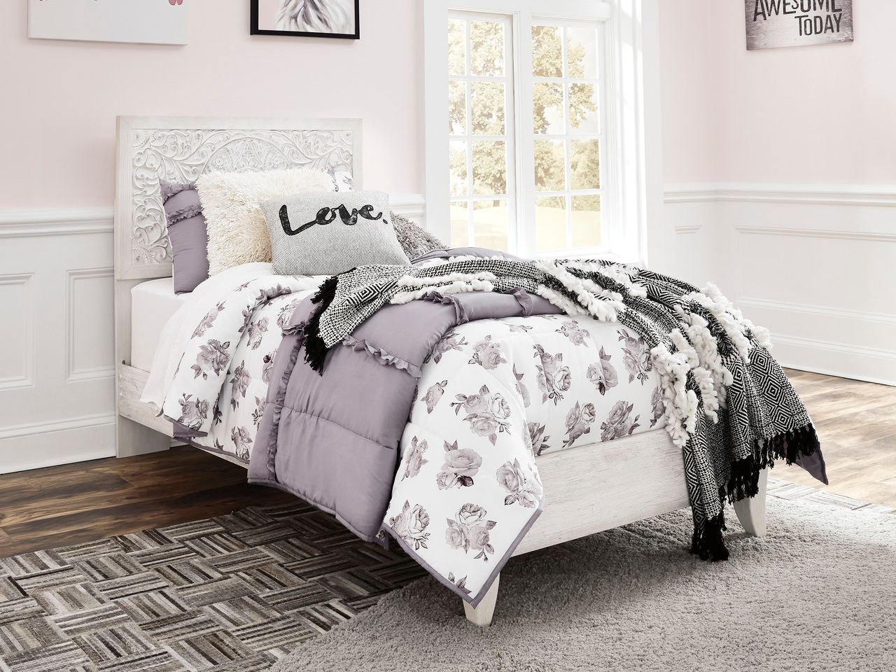 Paxberry Whitewash Twin Panel Headboard Only B18153
