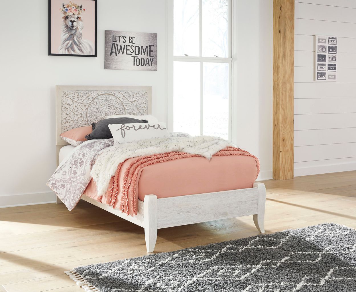 Paxberry Whitewash Twin Panel Headboard Only B18153