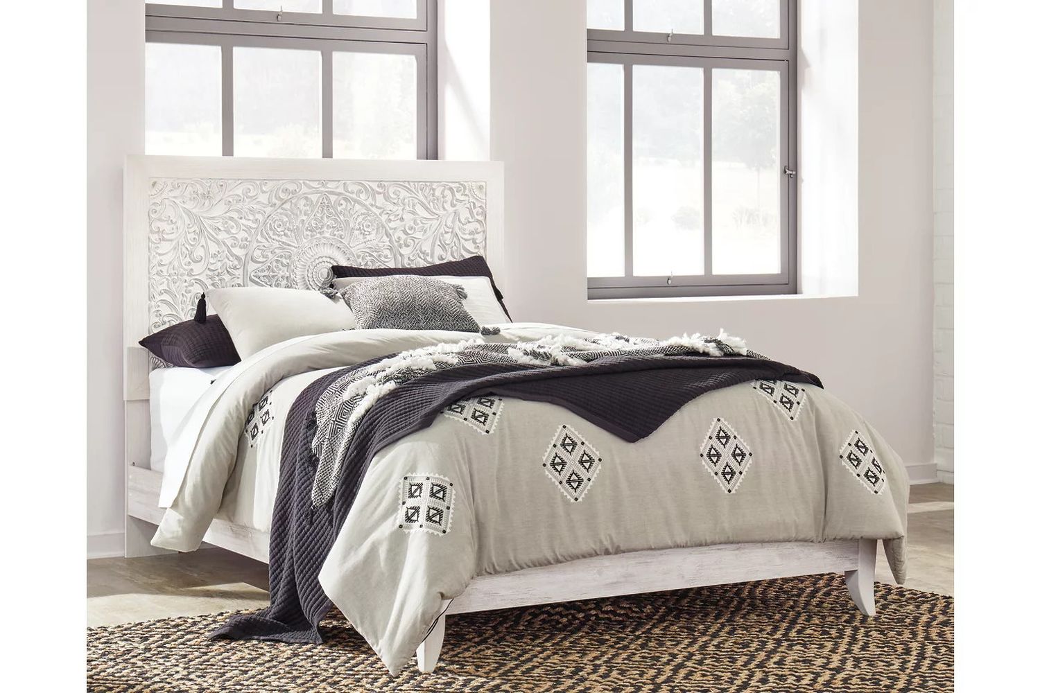 Paxberry Whitewash Queen Panel Headboard Only B18157