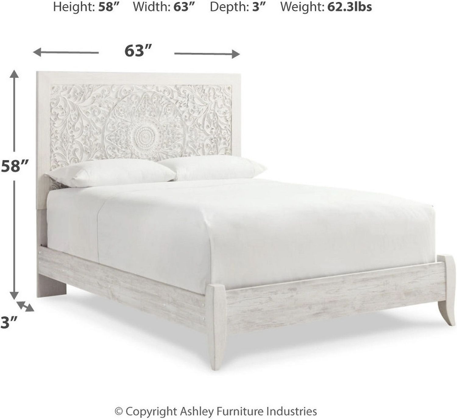 Paxberry Whitewash Queen Panel Headboard Only B18157