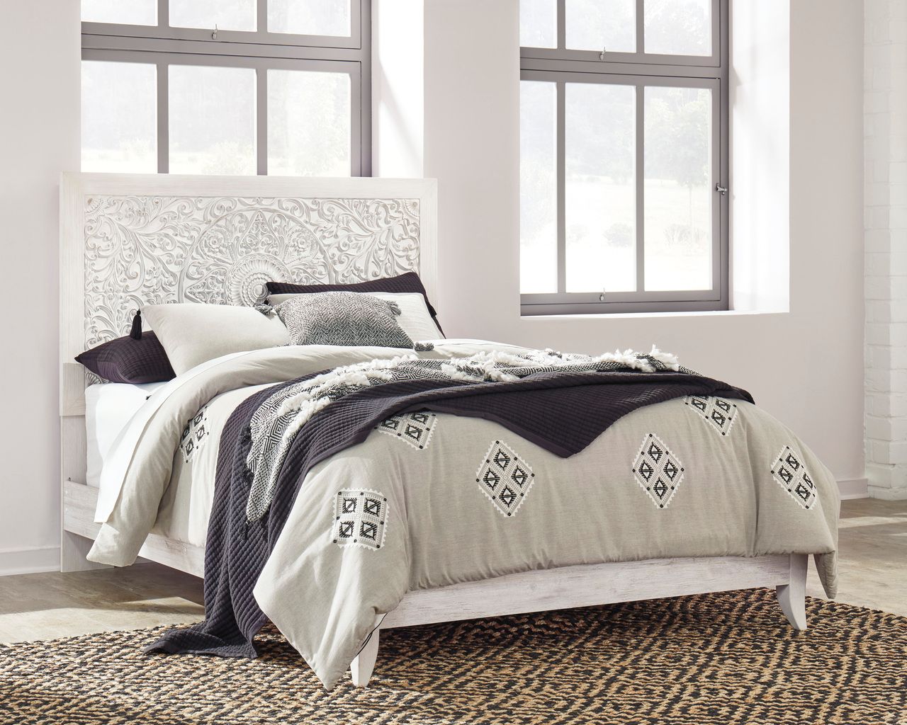 Paxberry Whitewash Queen Panel Headboard Only B18157