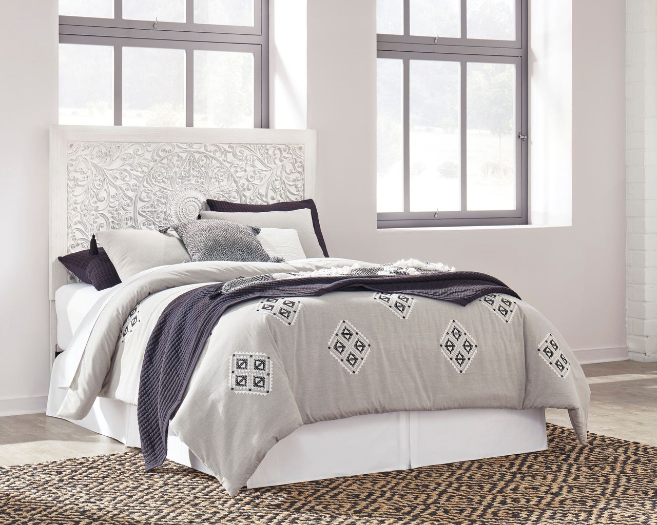 Paxberry Whitewash Queen Panel Headboard Only B18157