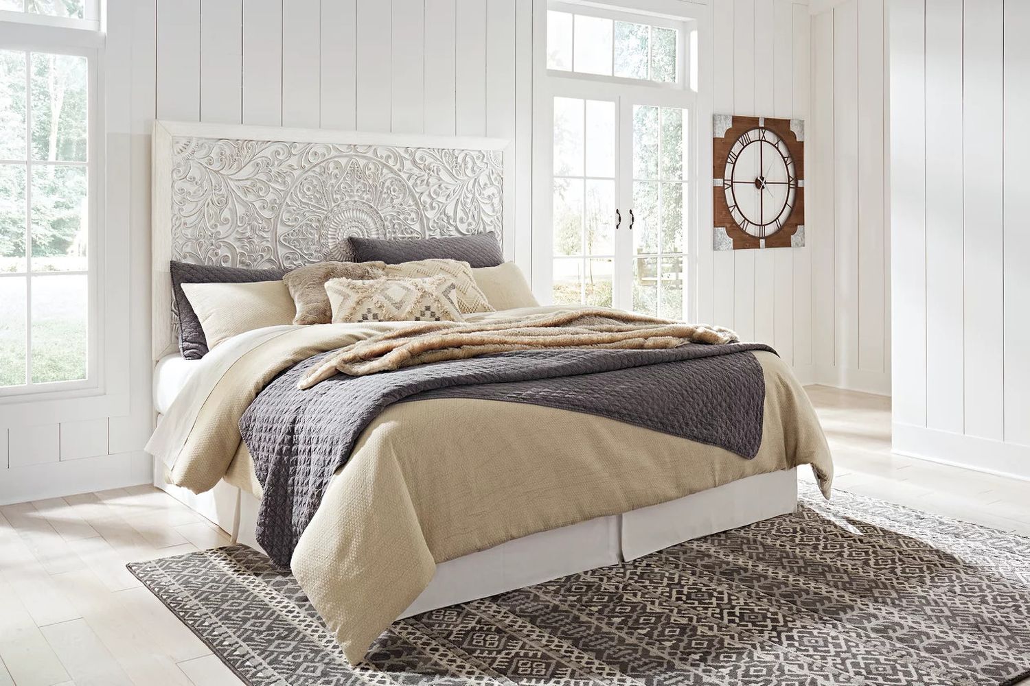 Paxberry Whitewash King Panel Headboard Only B18158