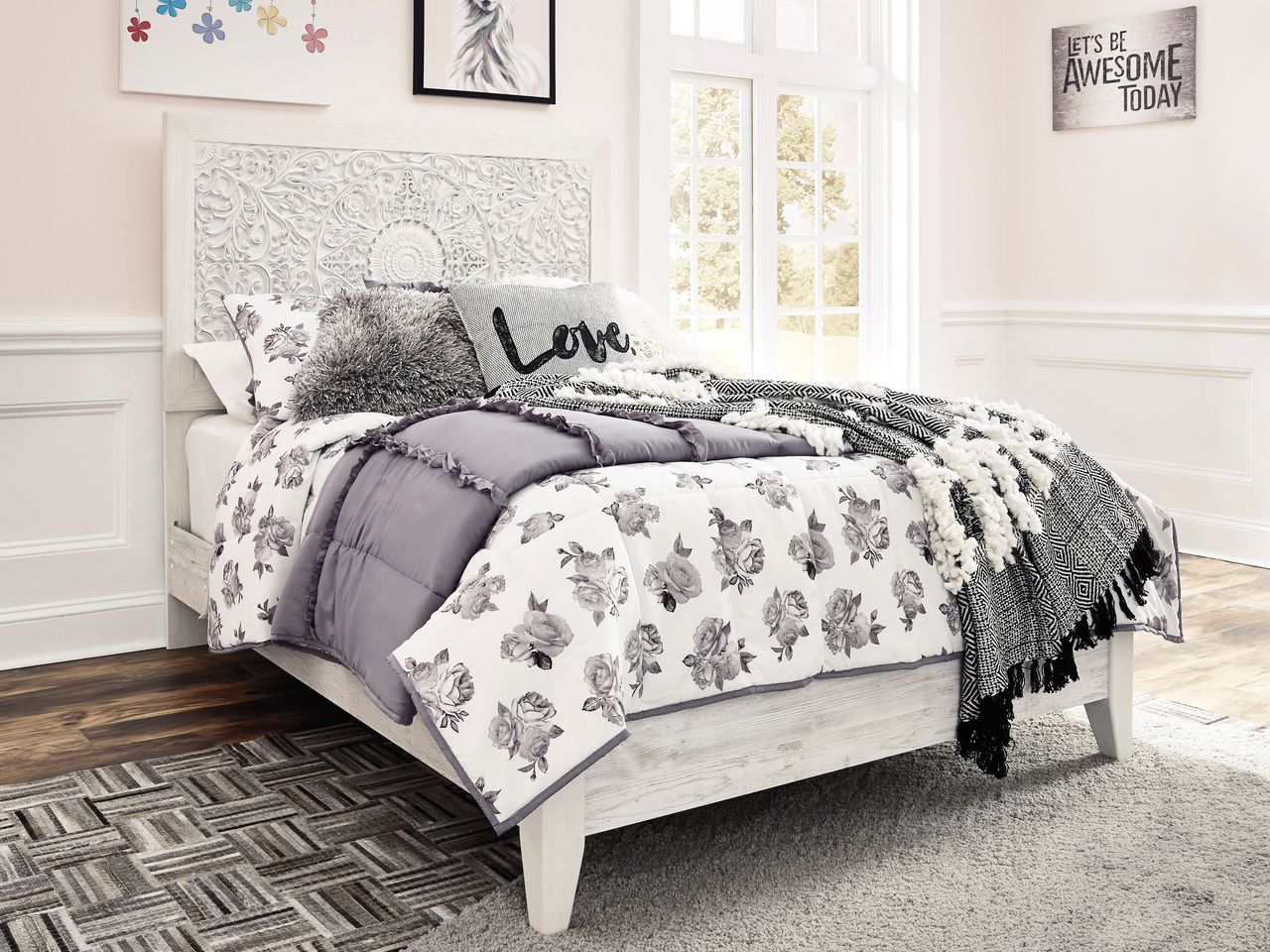 Paxberry Whitewash Full Panel Headboard Only B18187