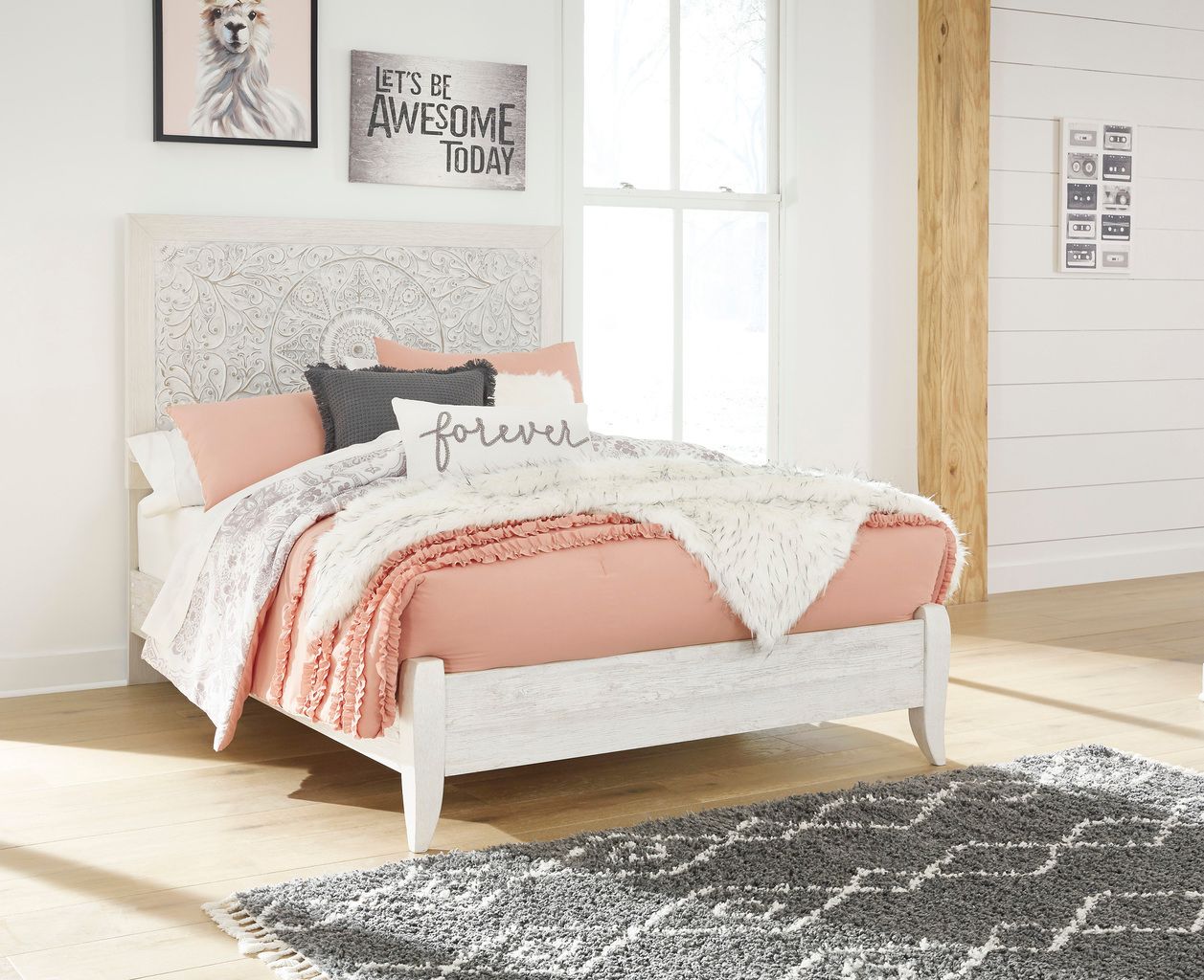 Paxberry Whitewash Full Panel Headboard Only B18187