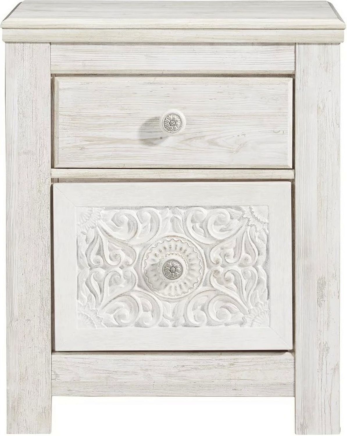 Paxberry Whitewash Two Drawer Nightstand B18192