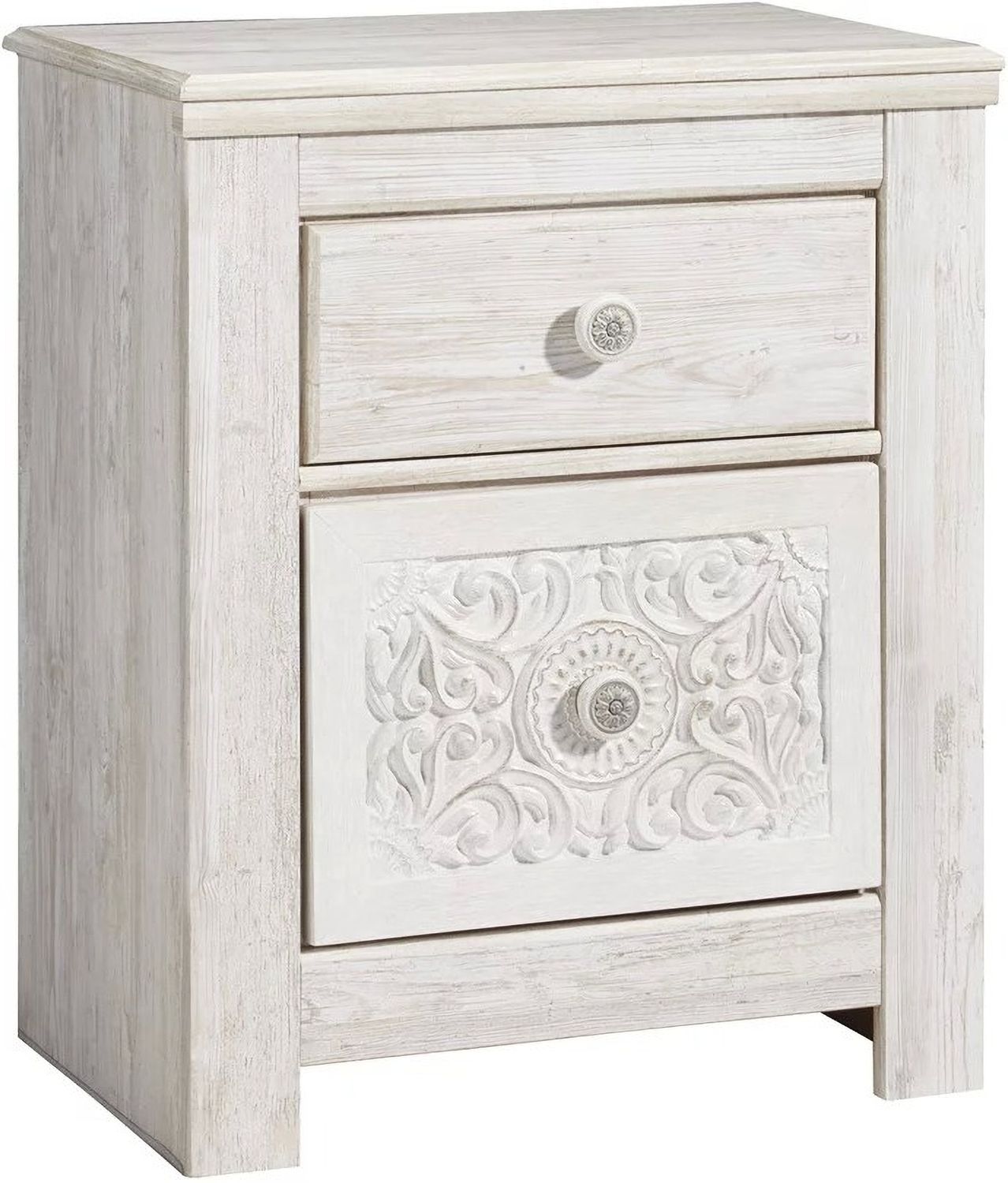 Paxberry Whitewash Two Drawer Nightstand B18192